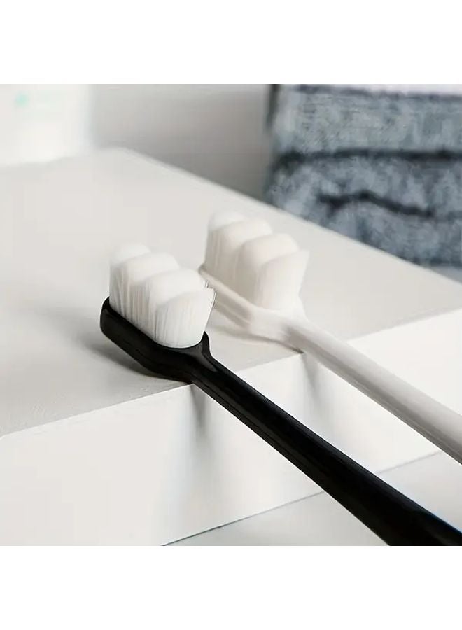 2 Pack Extra Soft Micro Nano Bristle Toothbrush Set For Sensitive Teeth And Gums Deep Cleaning 1 White 1 Black - Image 1
